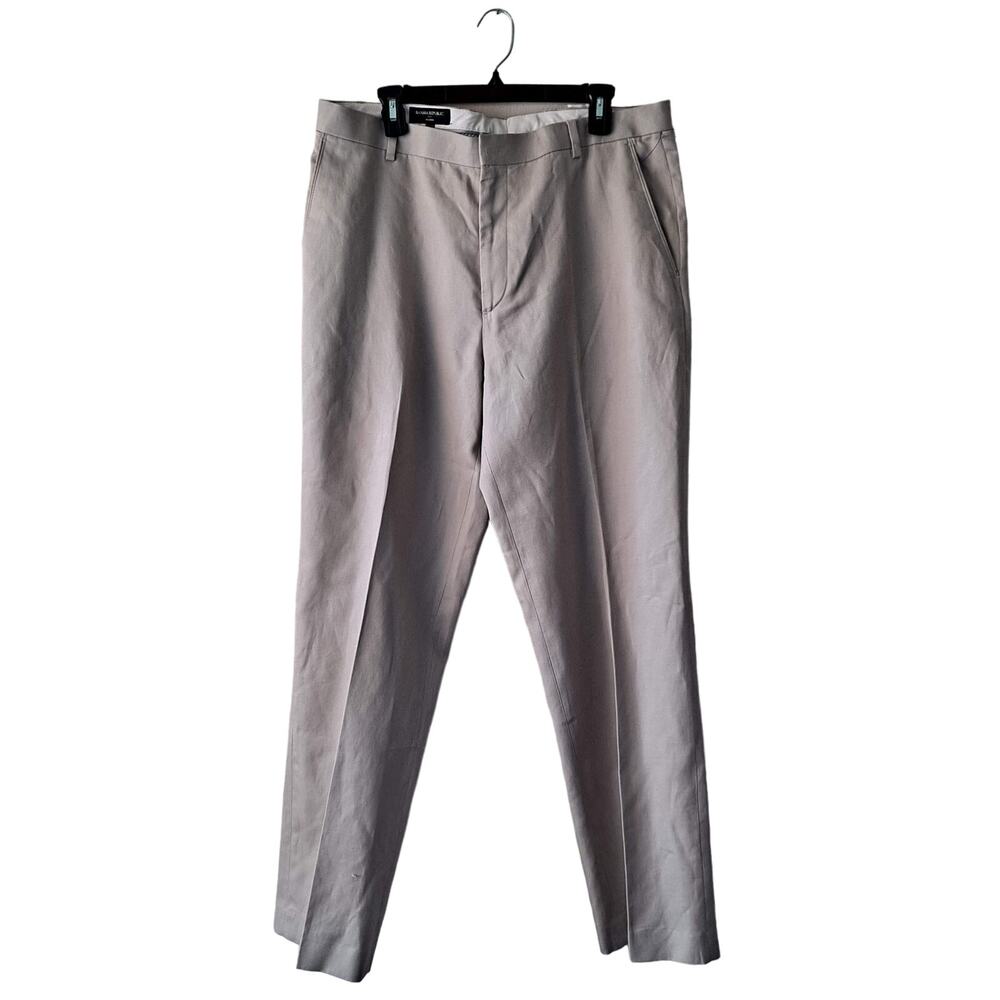 Banana Republic Tailored Linen Blend Trousers Dress Pants Khaki Mens Size 36x32